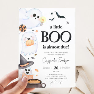 Orange Little Boo Halloween Baby Shower  Invitation
