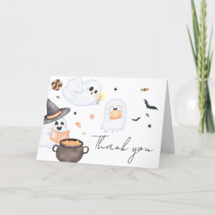 Orange Little Boo Halloween Baby Shower  Thank You Card