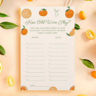 Orange Little Cutie Baby Shower Guess The Age Game