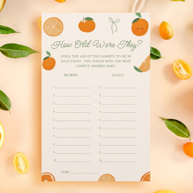 Orange Little Cutie Baby Shower Guess The Age Game (Creator Uploaded)