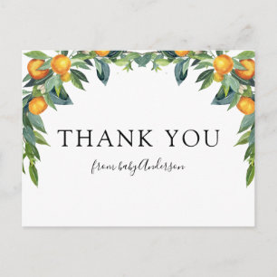 Orange Little Cutie Baby Shower Thank You Postcard