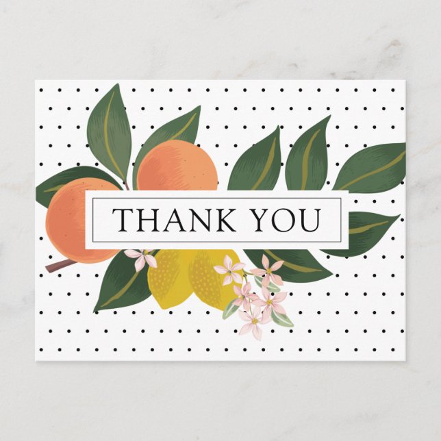 Orange Little Cutie Baby Shower Thank You Postcard (Front)
