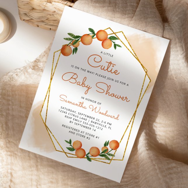 Orange Little Cutie Citrus Baby Shower Invitation (Creator Uploaded)