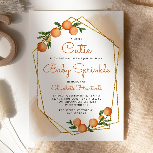 Orange Little Cutie Citrus Baby Sprinkle Invitation (Creator Uploaded)