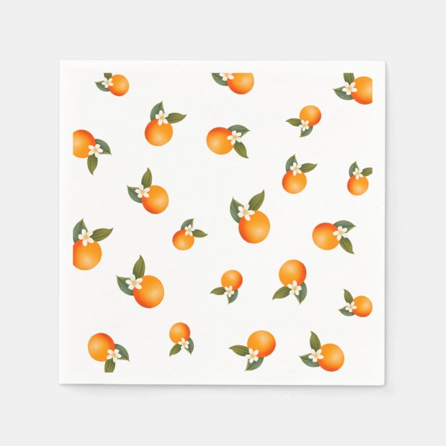 Orange Little Cutie Citrus Minimalist Baby Shower Napkin (Front)