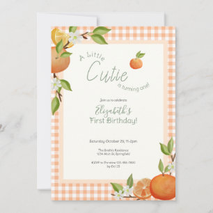 Orange Little Cutie First Birthday Invitation