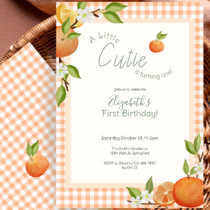 Orange Little Cutie First Birthday Invitation