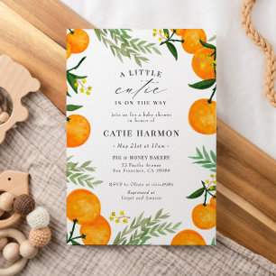 Orange Little Cutie on the Way Baby Shower Invitation