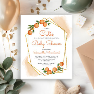 Orange Little Cutie Striped Baby Shower Invitation