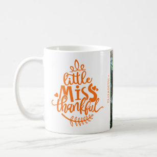 Orange Little Miss Thankful Custom Thanksgiving Coffee Mug