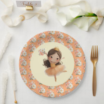 Orange Little Princess Ball Paper Plate