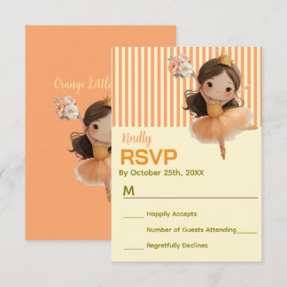 Orange Little Princess Ball RSVP Card