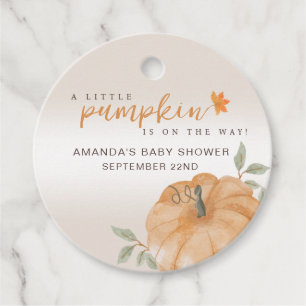 Orange Little Pumpkin Autumn Fall Baby Shower Favour Tags