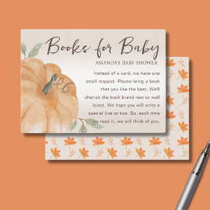 Orange Little Pumpkin Book for Baby Shower Enclosure Card