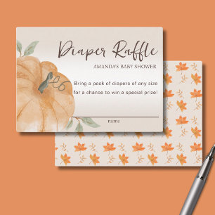 Orange Little Pumpkin Diaper Raffle Baby Shower Enclosure Card