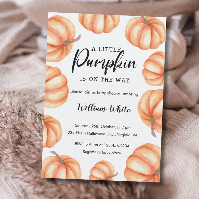  Orange Little Pumpkin Halloween Fall Baby Shower  Invitation (Orange Little Pumpkin Halloween Fall Baby Shower Invitation)