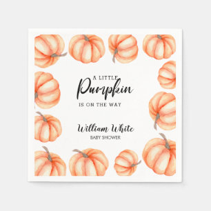 Orange Little Pumpkin Halloween Fall Baby Shower Napkin