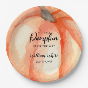  Orange Little Pumpkin Halloween Fall Baby Shower  Paper Plate