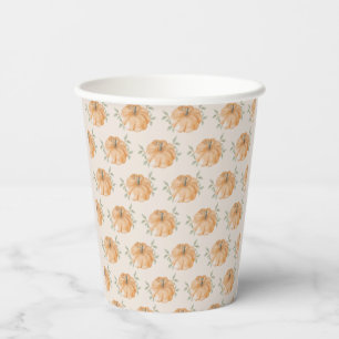 Orange Little Pumpkin Pattern Fall Baby Shower  Paper Cups
