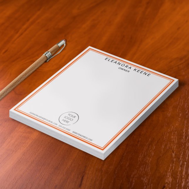 Orange Logo, Name, and Contact Info Business Notepad (Creator Uploaded)