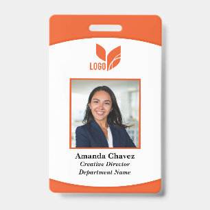 Orange Logo Photo Barcode Employee ID Badge