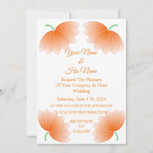 Orange Lotus Blossom Flowers Thunder_Cove  Invitation