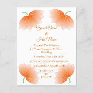 Orange Lotus Blossom Flowers Thunder_Cove Invitation Postcard