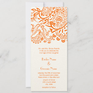 Orange Love Birds Wedding Invitation