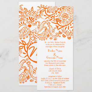 Orange Love Birds Wedding Invitation