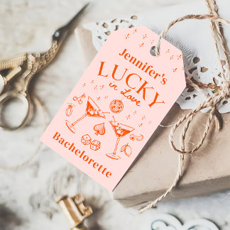 Orange Lucky In Love Cocktail Bachelorette Party Gift Tags