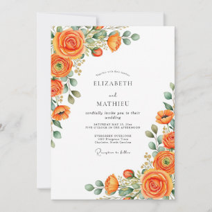 Orange Luminous Spring Wedding Invitation