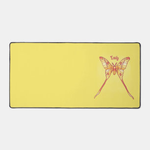 Orange Luna Moth Art – Colourful Insect Art Desk Mat