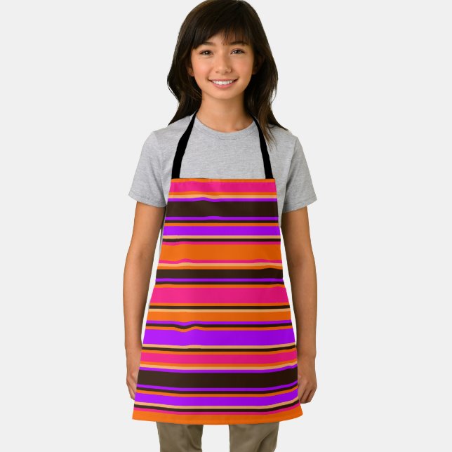 Orange, Magenta, & Purple Striped Apron (Insitu)