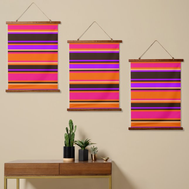 Orange, Magenta, & Purple Triple Wall Tapestry Set (Asymmetrical)