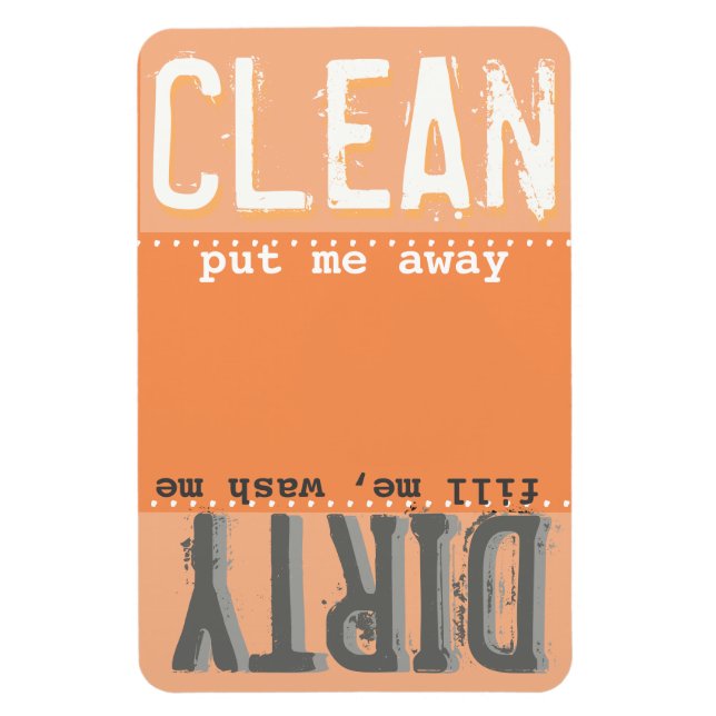Orange Magnet for Dishwasher - Clean/Dirty Magnet (Vertical)