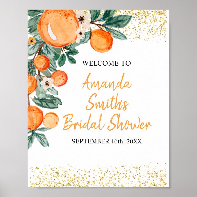 Orange main squeeze Bridal Shower Welcome sign (Front)