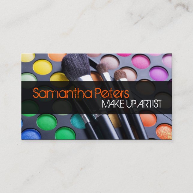 Orange Make Up Artist Palette Brush Business Card (Front)