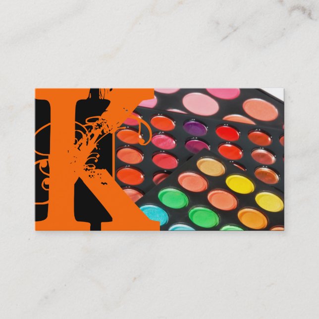 Orange Make Up Artist Palette Business Card (Front)