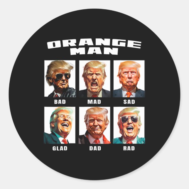 Orange Man D - The Many Faces Of Donald Trump  Classic Round Sticker (Front)