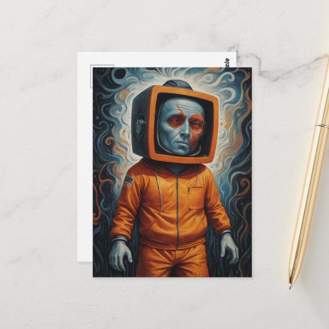 Orange Man Orange Suit TVhead Postcard (Front/Back In Situ)