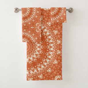 Orange mandala.  bath towel set