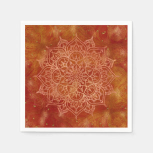 Orange Mandala & Gold Glam Modern Chic Napkin