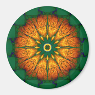 Orange mandala magnet