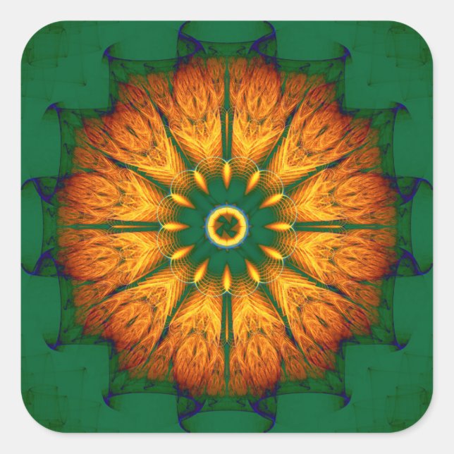 Orange Mandala Square Sticker (Front)