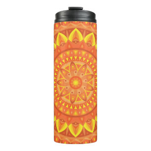 Orange Mandala Warm Boho Travel Cosy Vibrant Thermal Tumbler