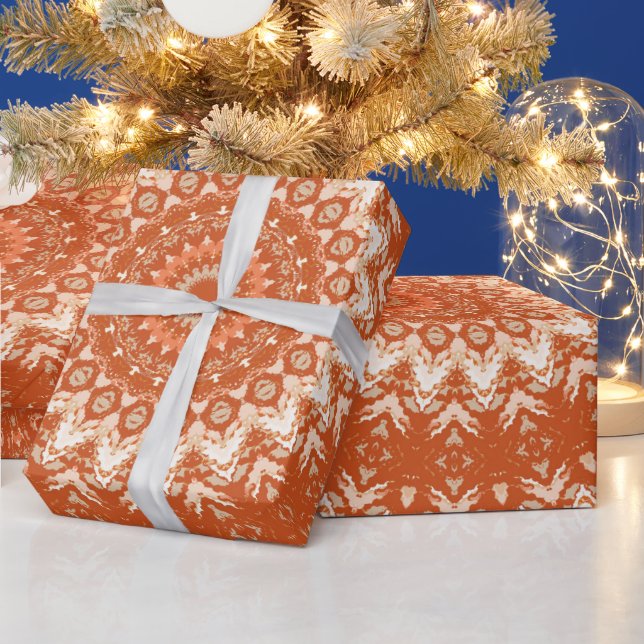 Orange mandala.  wrapping paper (Holidays)