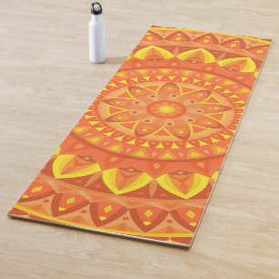 Orange Mandala Yoga Centred Warm Boho Design Mat