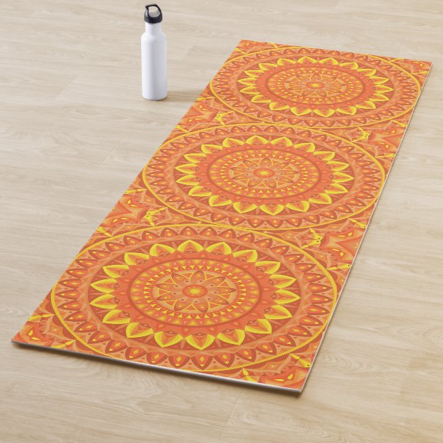 Orange Mandala Yoga Warm Pattern Boho Meditation Mat (In Situ)
