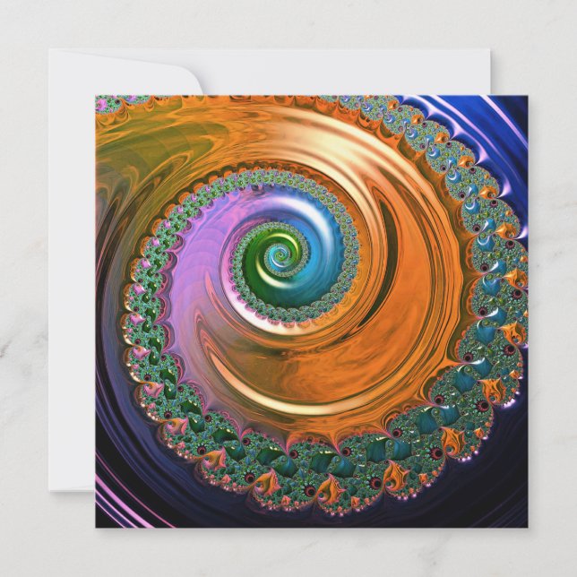 Orange Mandelbrot Swirl Flat Card (Front)