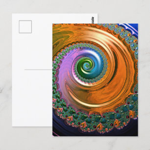 Orange Mandelbrot Swirl Postcard